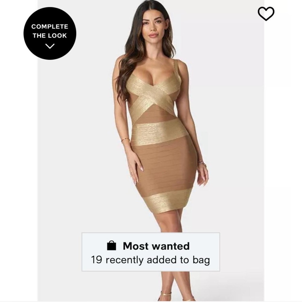 ✨ Bebe Gold Bandage Dress (Size S) ✨